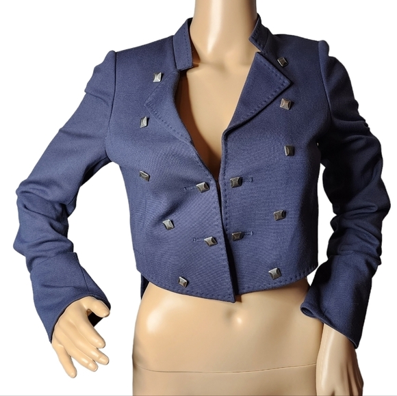Rebecca Taylor ponte tuxedo navy studded blazer. - Picture 13 of 17
